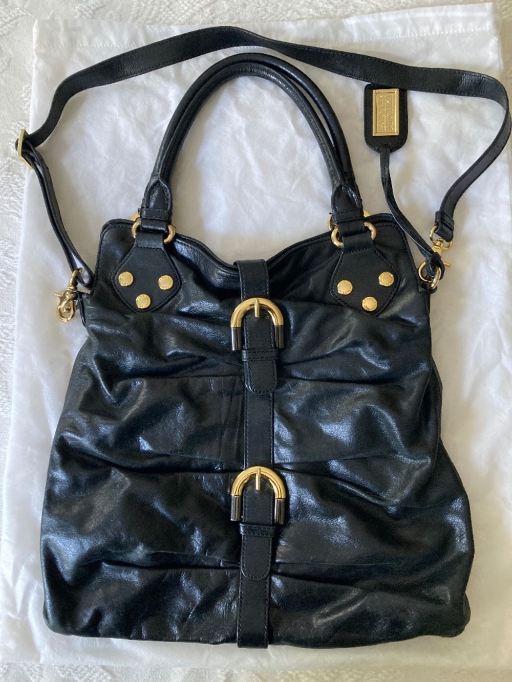 Badgley Mischka black leather handbag/shoulder bag/crossbody bag/ tote